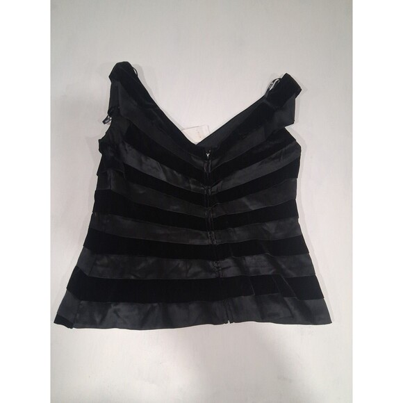 Vtg Y2K Tadashi Shoji Black Sleeveless Velvet Silk Top Size 16 NWT plus Formal - Picture 8 of 8
